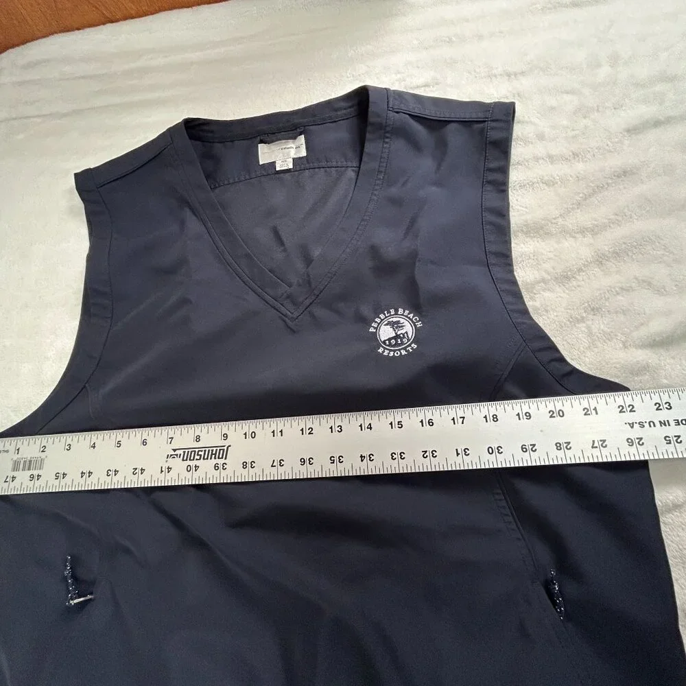Cutter & Buck Mens CB Windtec Pebble Beach Vest Size Medium Navy V-Neck Pullover - Picture 7 of 8